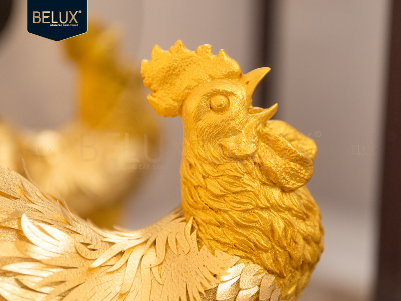 Tượng Gà Trống Đại Cát dát vàng 24k&nbsp;28x16x35cm